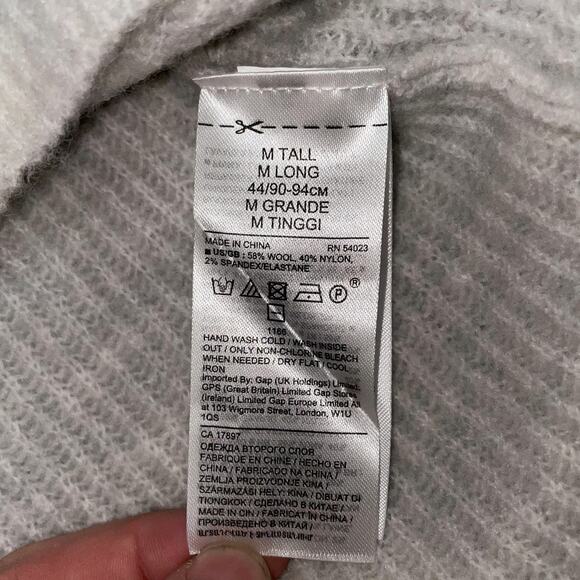 Banana Republic Aire Cropped Puff Sleeves Ribbed Sweater Light Gray Medium Tall - Picture 5 of 8